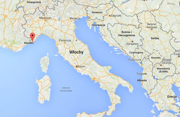 Sanremo- lokalizacja na mapie Włoch (źródło: Google Maps)